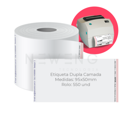 Etiqueta dupla camada em branco para impressora térmica.