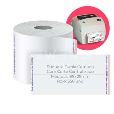 Etiqueta dupla camada em branco para impressora térmica.