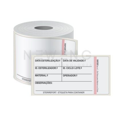 Fotografia etiqueta para identificação container esterilização manual Stericontrol.