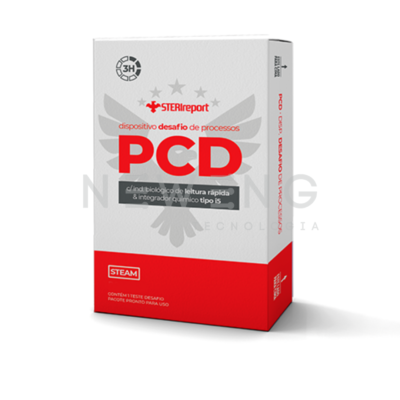 Fotografia pacote teste desafio 3h com indicador biológico de leitura rápida e integrador químico tipo i5.